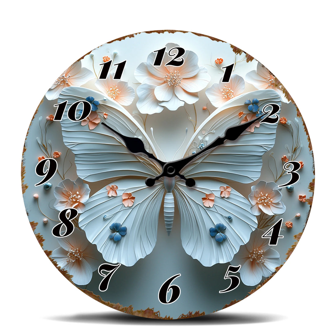 Elegant Butterfly Floral Wall Clock
