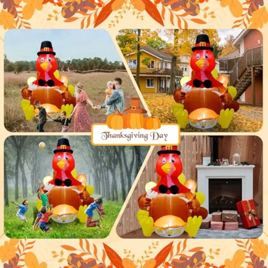 6 Foot Outdoor Thanksgiving Turkey Inflatable Decoration