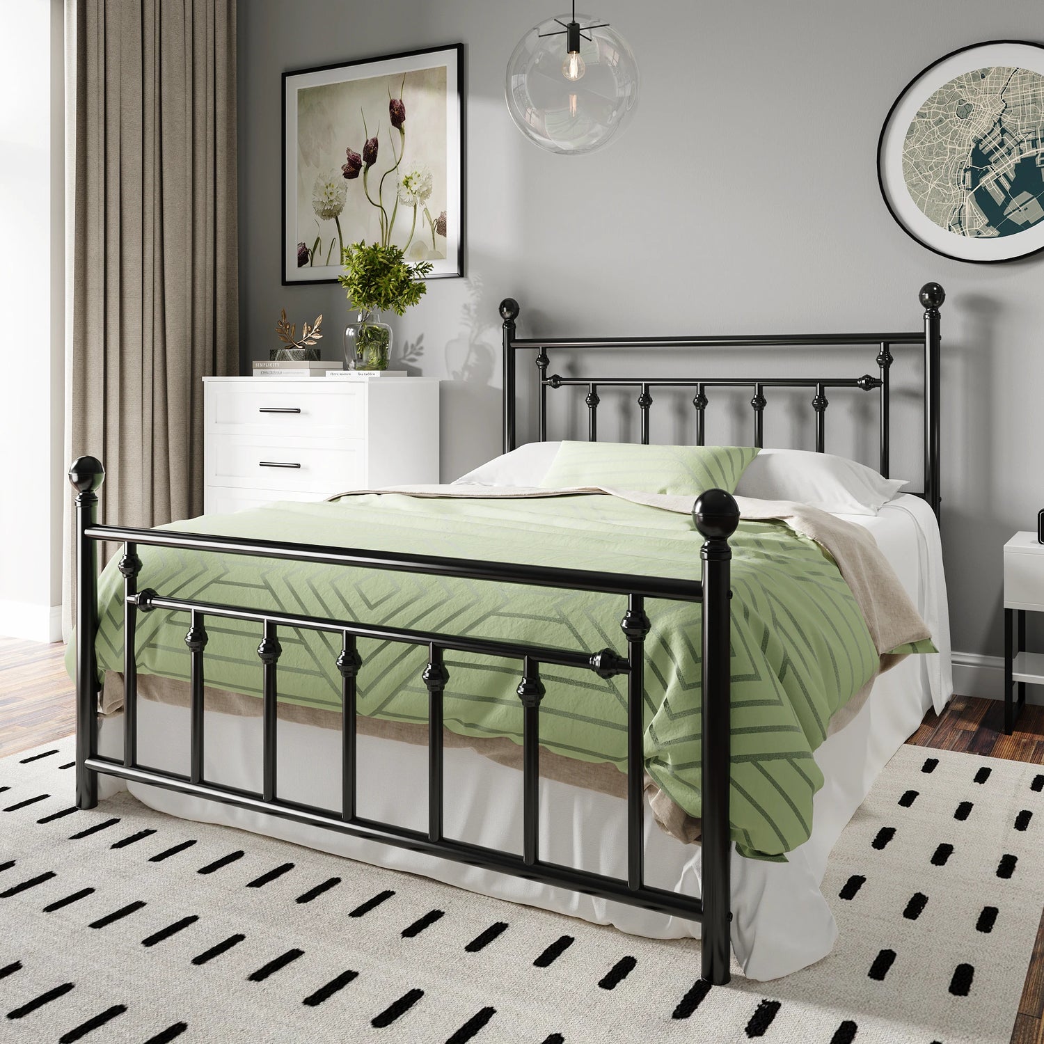 Metal Victorian Style Iron Art Headboard and Footboard