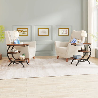Tribesigns C-Shaped End Table with 3-Tiers