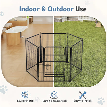 JHK 6 Panel Foldable Metal Dog Playpen