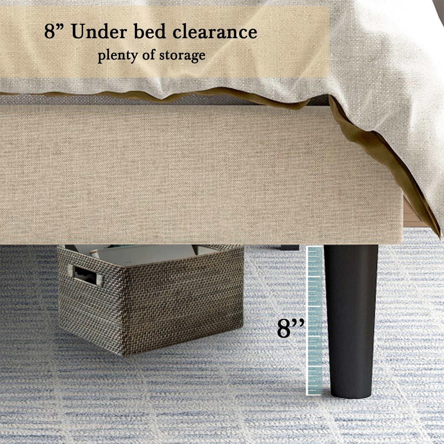 Platform Bed Frame with Geometric Wingback Headboard
