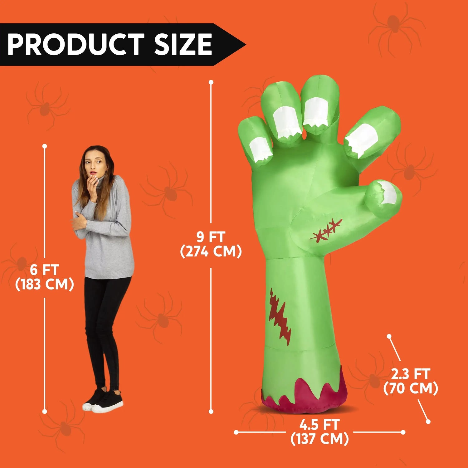 9 Foot Long Broken Zombie Hand and Arm Halloween Inflatable Decoration