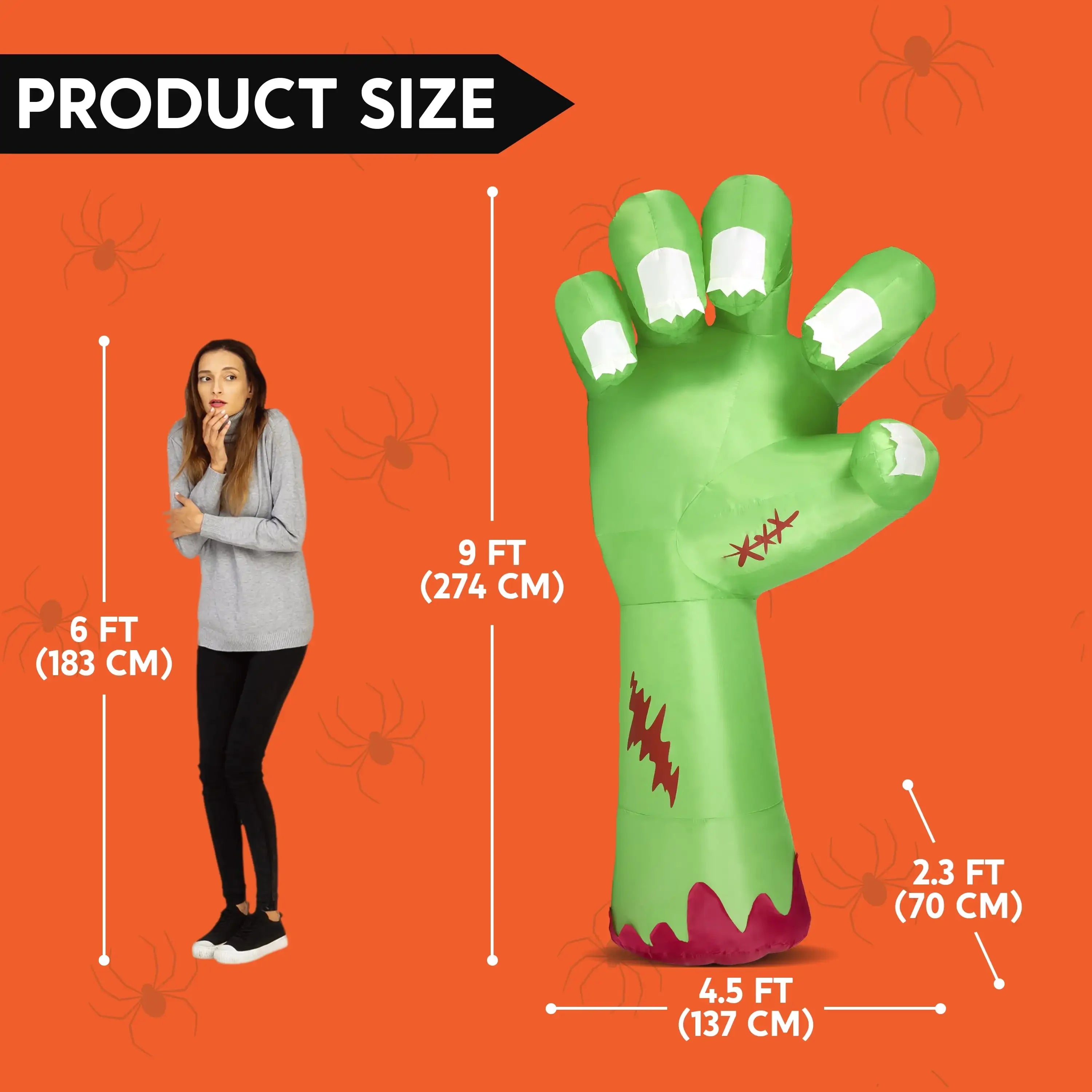9 Foot Long Broken Zombie Hand and Arm Halloween Inflatable Decoration