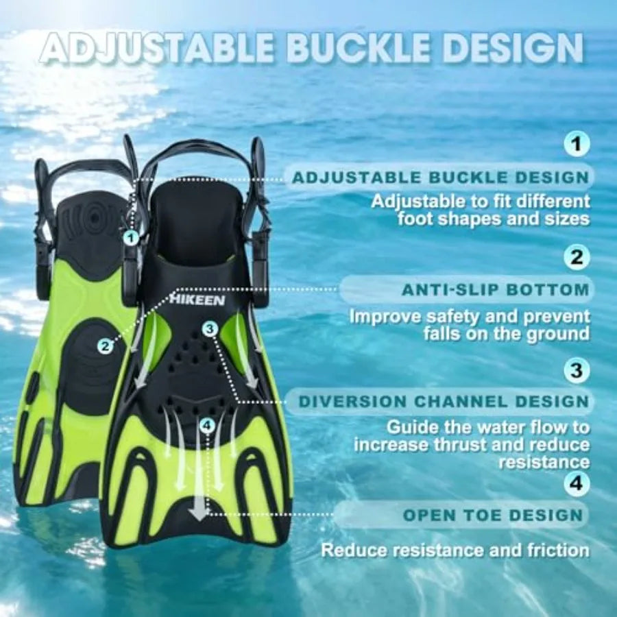 Lightweight Adjustable Adult Open Heel Rubber Snorkel Fins
