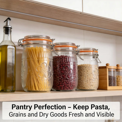 3 Pack or 6 Pack of 32 Ounce Vintage-Inspired Wide Mouth Airtight Mason Jars