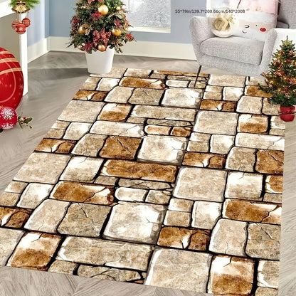 VIKAMA Stone-Patterned Outdoor Anti-Slip Area Rug