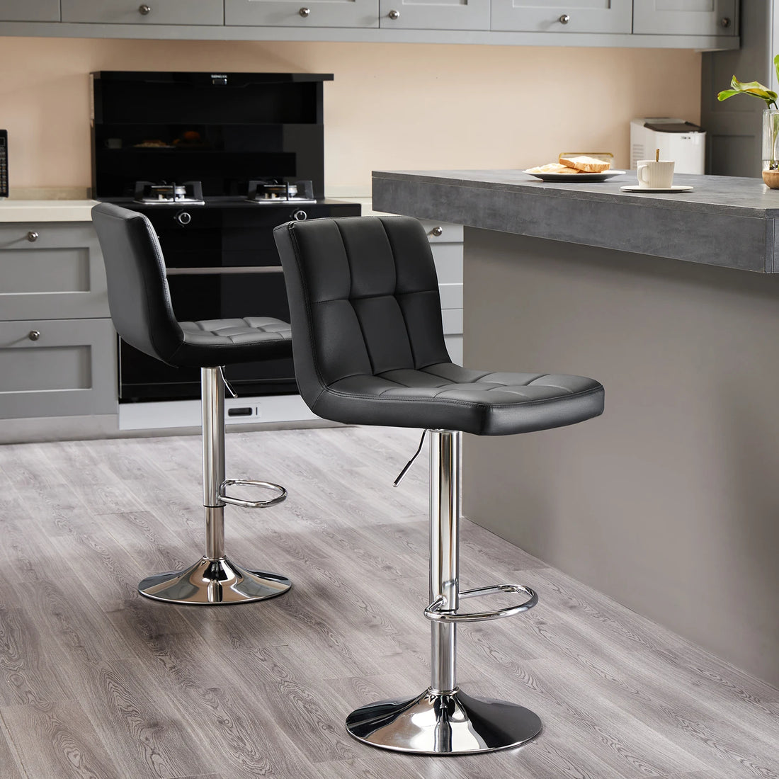 JHK PU Counter Height Leather Bar Stools Set of 2