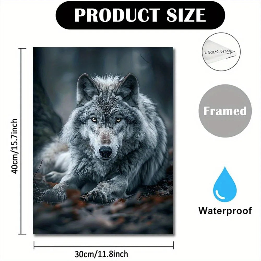 Gray Wolf Framed Canvas Wall Art