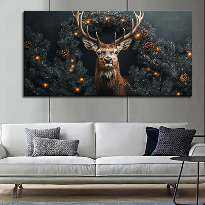 Elegant Reindeer Holiday Landscape Wall Art