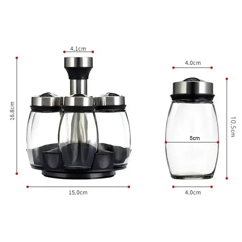 Glass Spice Jars on Rotating Rack
