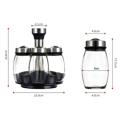 Glass Spice Jars on Rotating Rack