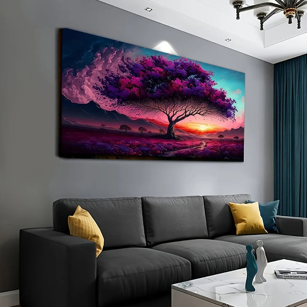 Art Deco Purple &amp; Pink Hauntingly Beautiful Landscape Wall Art