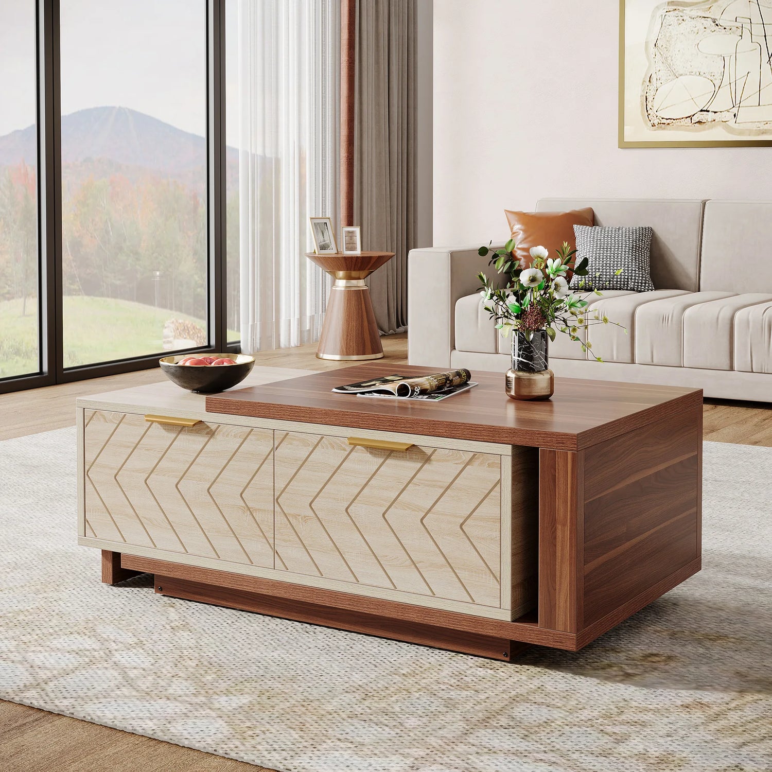 Tribesigns Extendable Coffee Table with Drawers