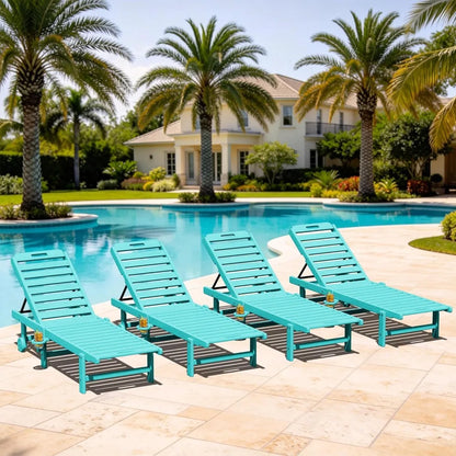 Outdoor Chaise Lounge Set of 4 with 5 Adjustable Positions