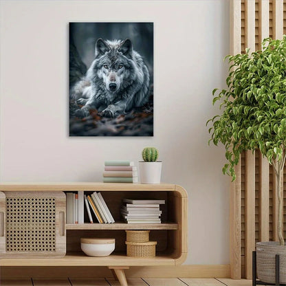 Gray Wolf Framed Canvas Wall Art