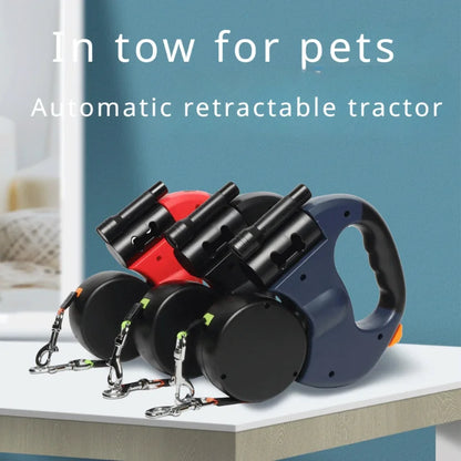 Automatic Retractable Two-End Pet Leash with Flashlight