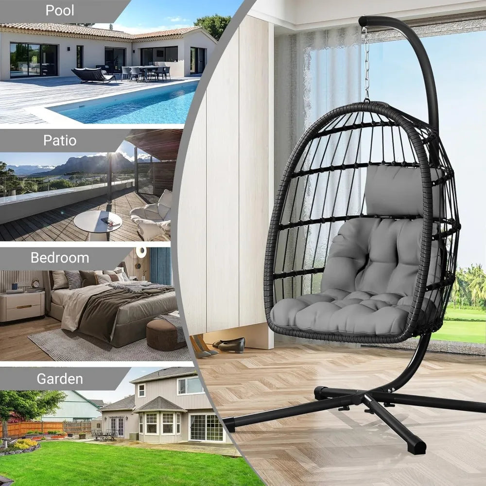 Hanging Rattan Egg Chair with Stand