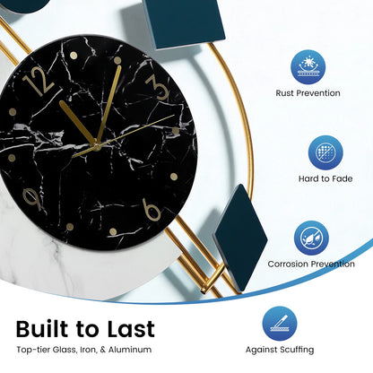 Quartz Silent Wall Clock with Marble Mirror Dial