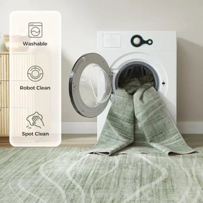 5x8 Modern Washable Sage Green Area Rug