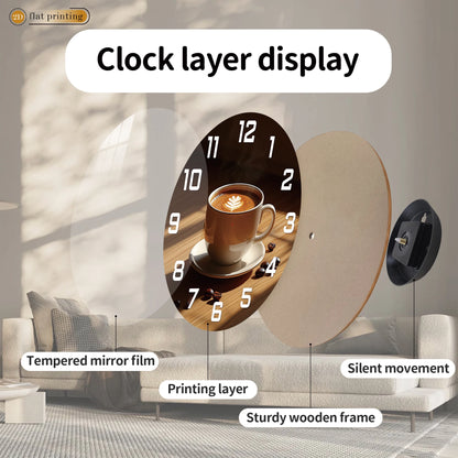 Latte Art Decor Coffee Cup Design Wall Clock