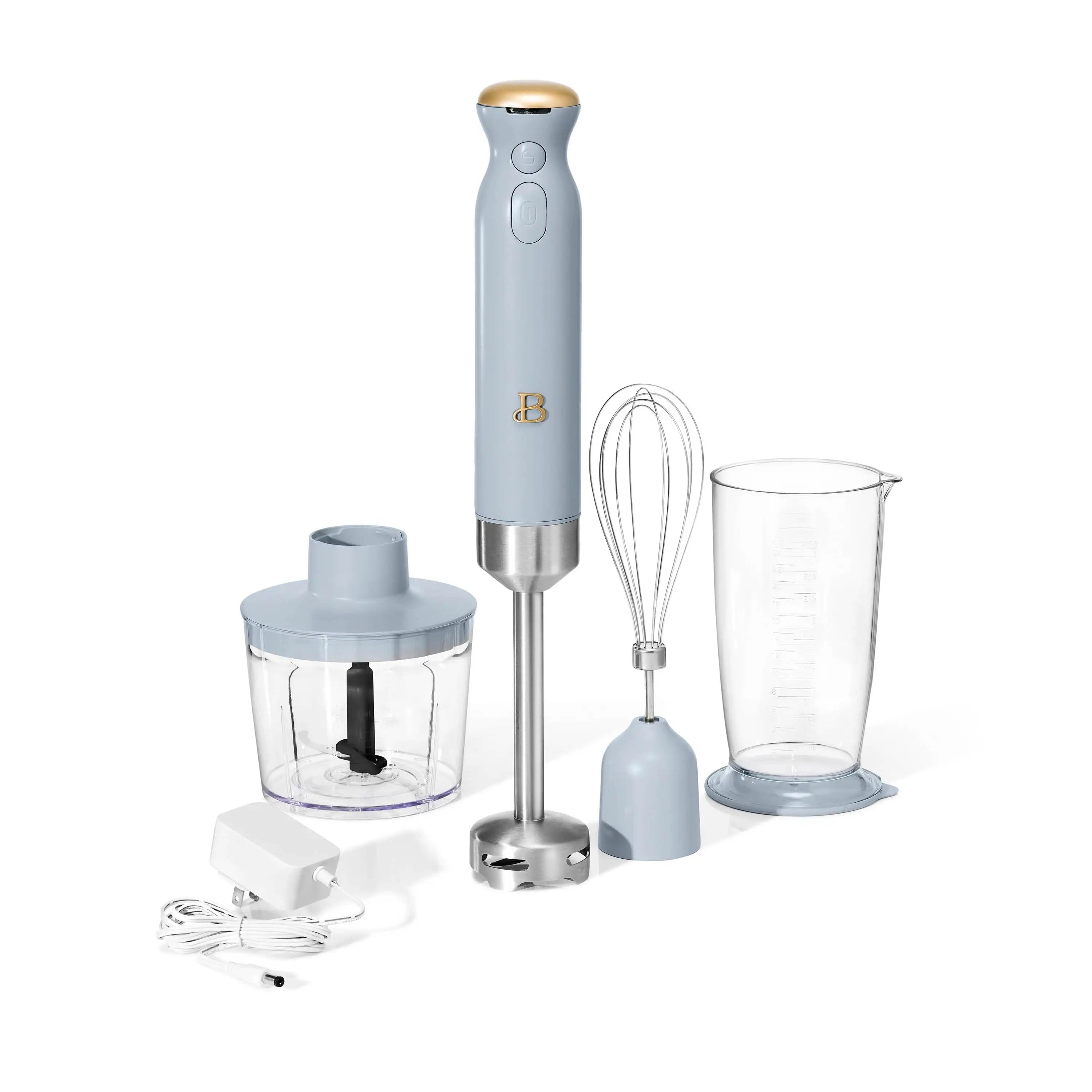 Cordless Immersion Blender with Chopper, Whisk &amp; Measuring Cup
