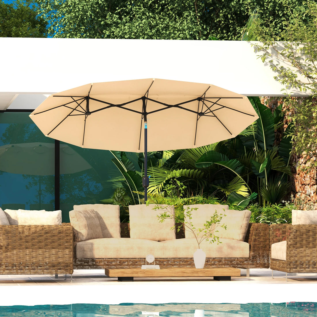 9.7 Foot Double-Sided Patio Umbrella with 3 Air Vents