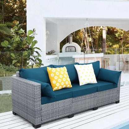 Outdoor Modern 3-Seat Patio Sofa with High Backrest