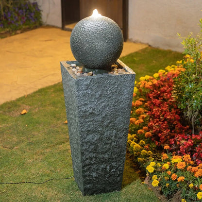 Modern Sphere Outdoor Water Fountain with LED Light