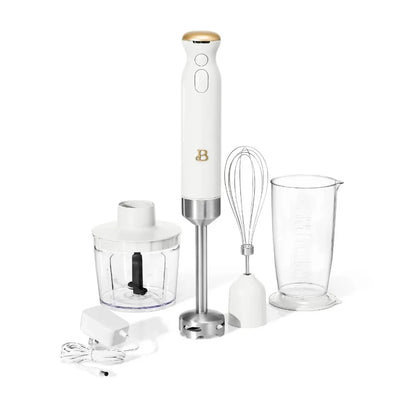 Cordless Immersion Blender with Chopper, Whisk &amp; Measuring Cup
