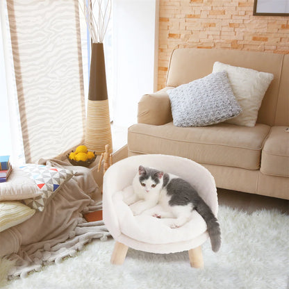 Luxury Washable Plush Pet Nesting Chair with Wood Legs