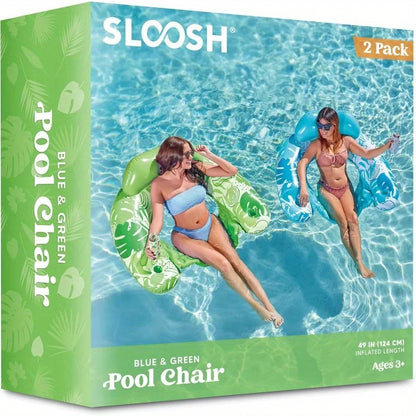 JOYFY 2-Pack Inflatable Pool Chairs with Cup Holders