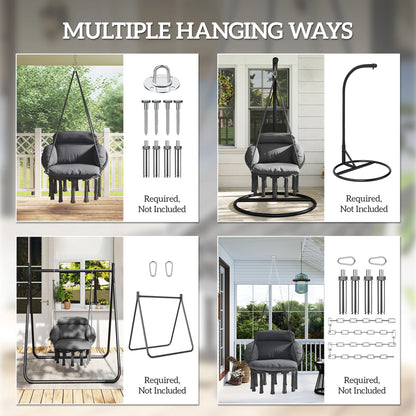 Hanging Macrame Hammock Swing Chair with Cushion