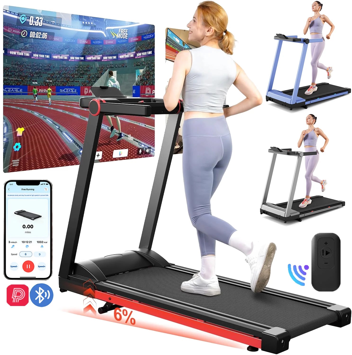 Adjustable Foldable Treadmill with 6% Incline