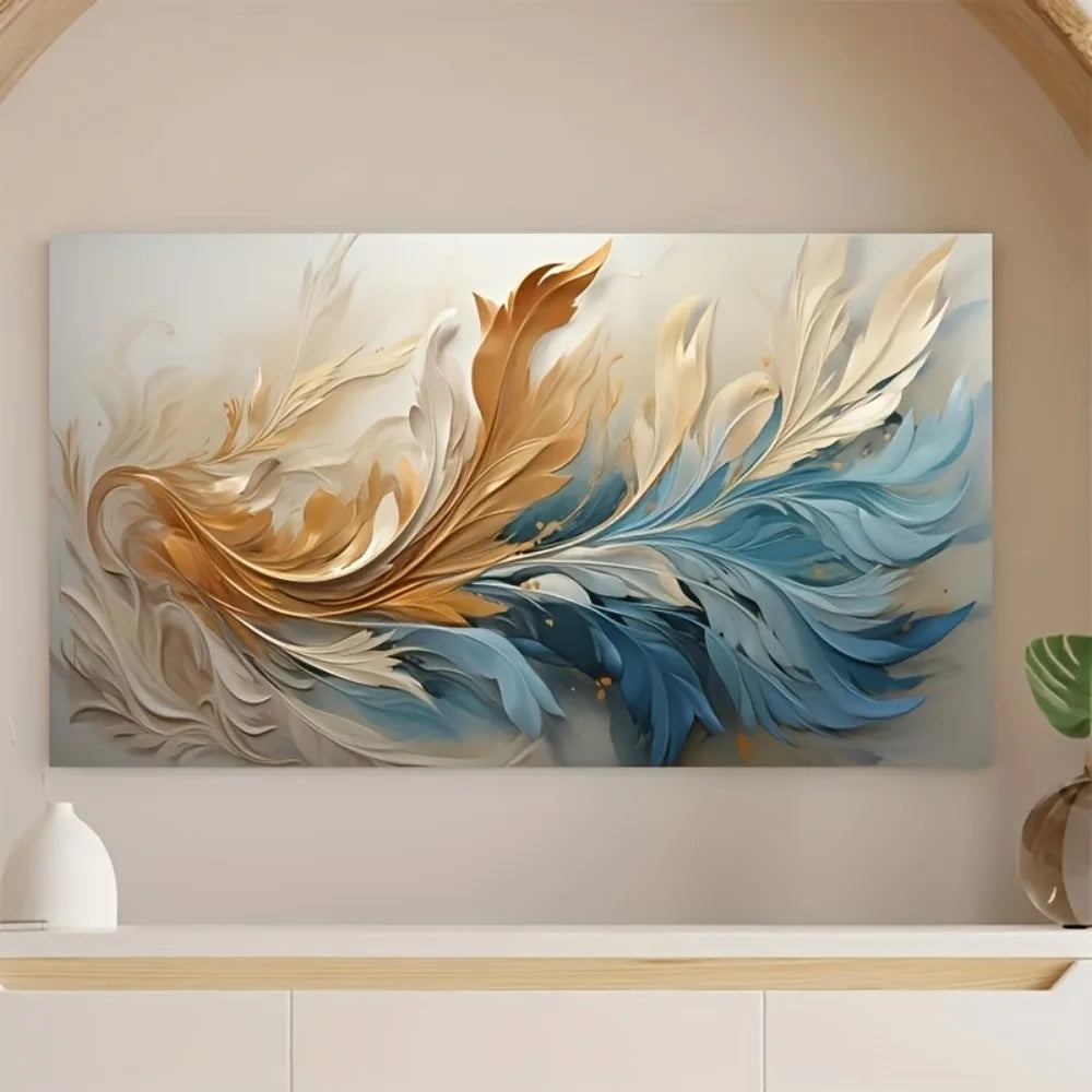 Modern Abstract Gold Feather Interior Wall Art Decoration