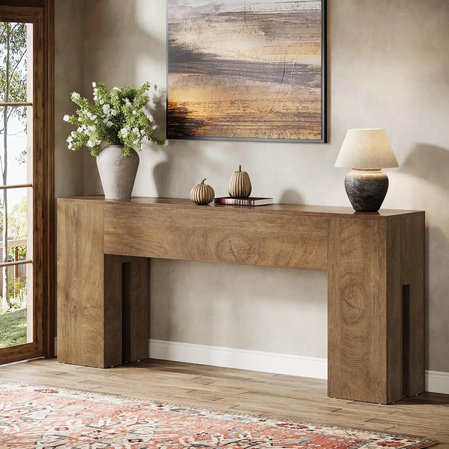 LITTLE TREE 71 Inch Farmhouse Style Console Table