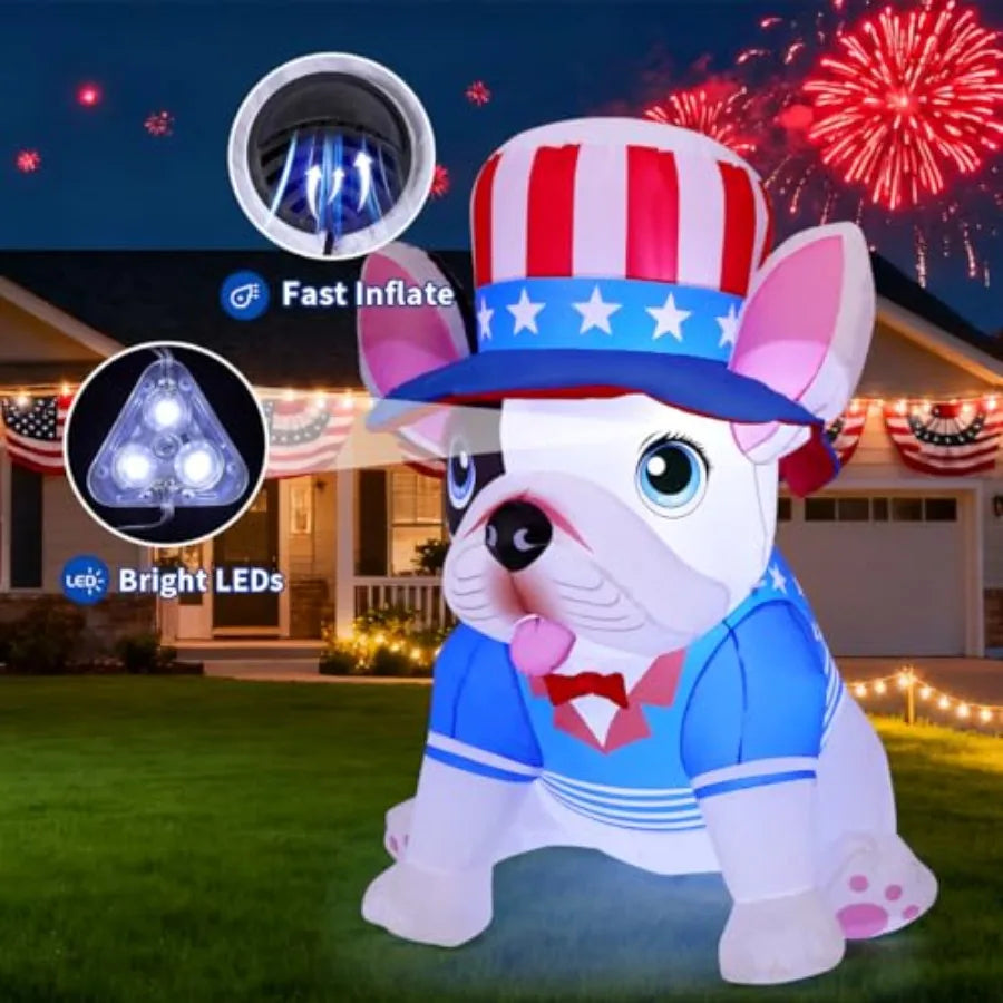 5 Foot Outdoor Patriotic Puppy Dog Inflatable Decoration