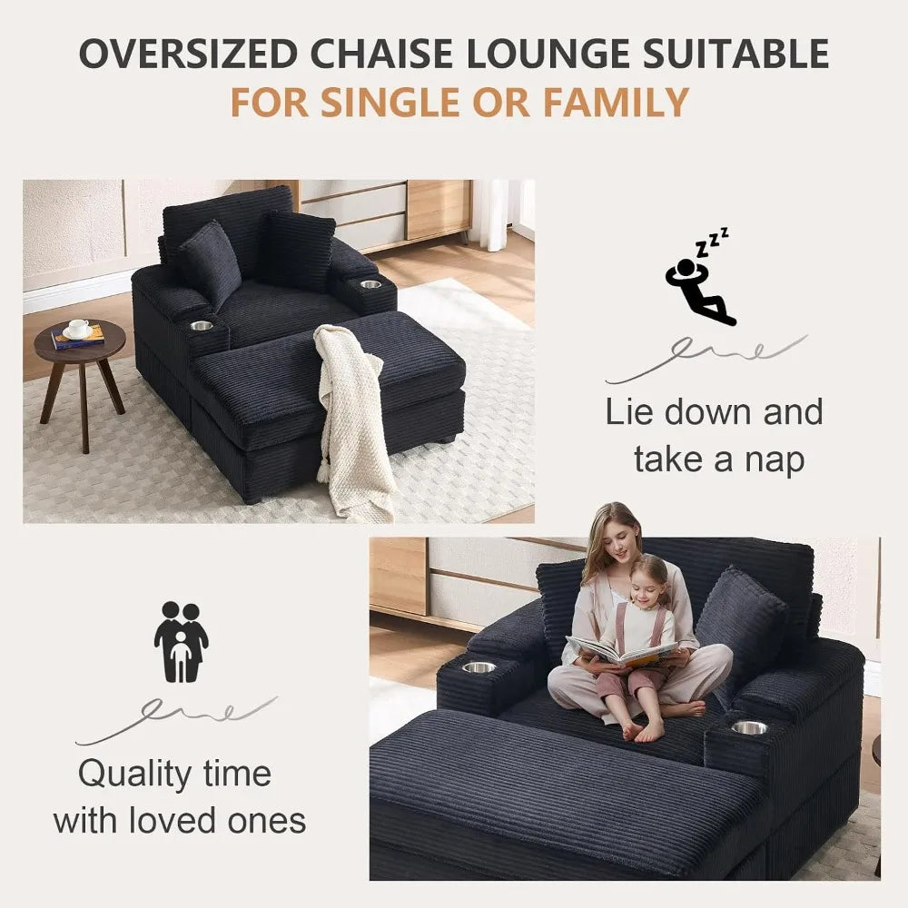42.12" Oversized Indoor Chaise Lounge Chair with Ottoman