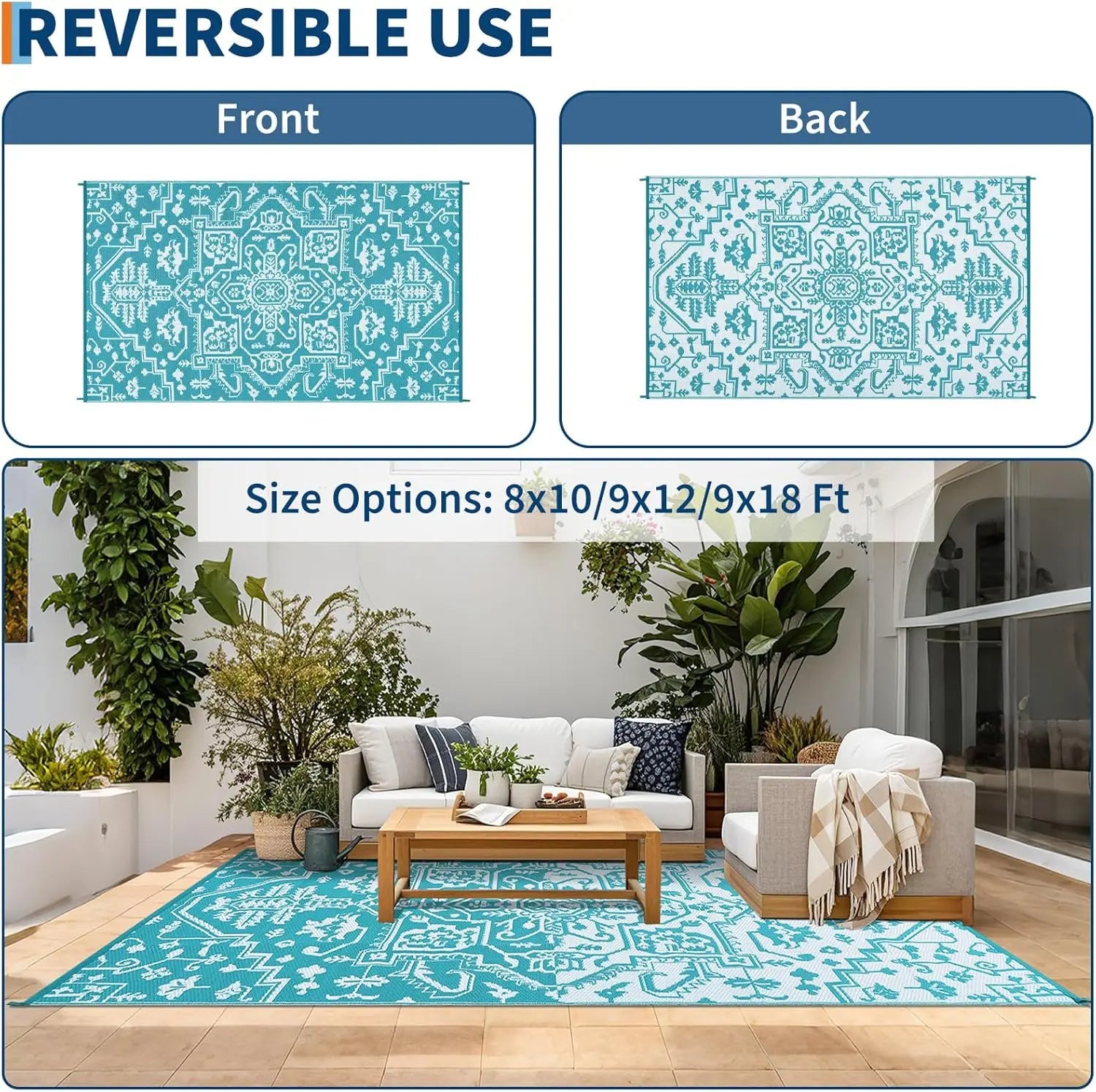 Stain-Resistant Waterproof Outdoor Area Rug