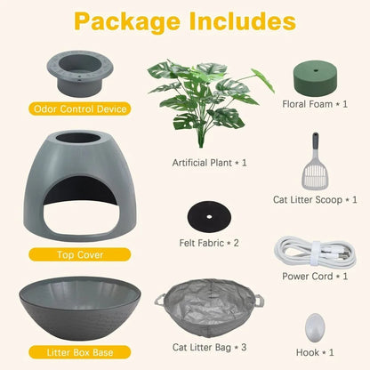Egg Shaped Smart Cat Litter Box with Odor Removal System