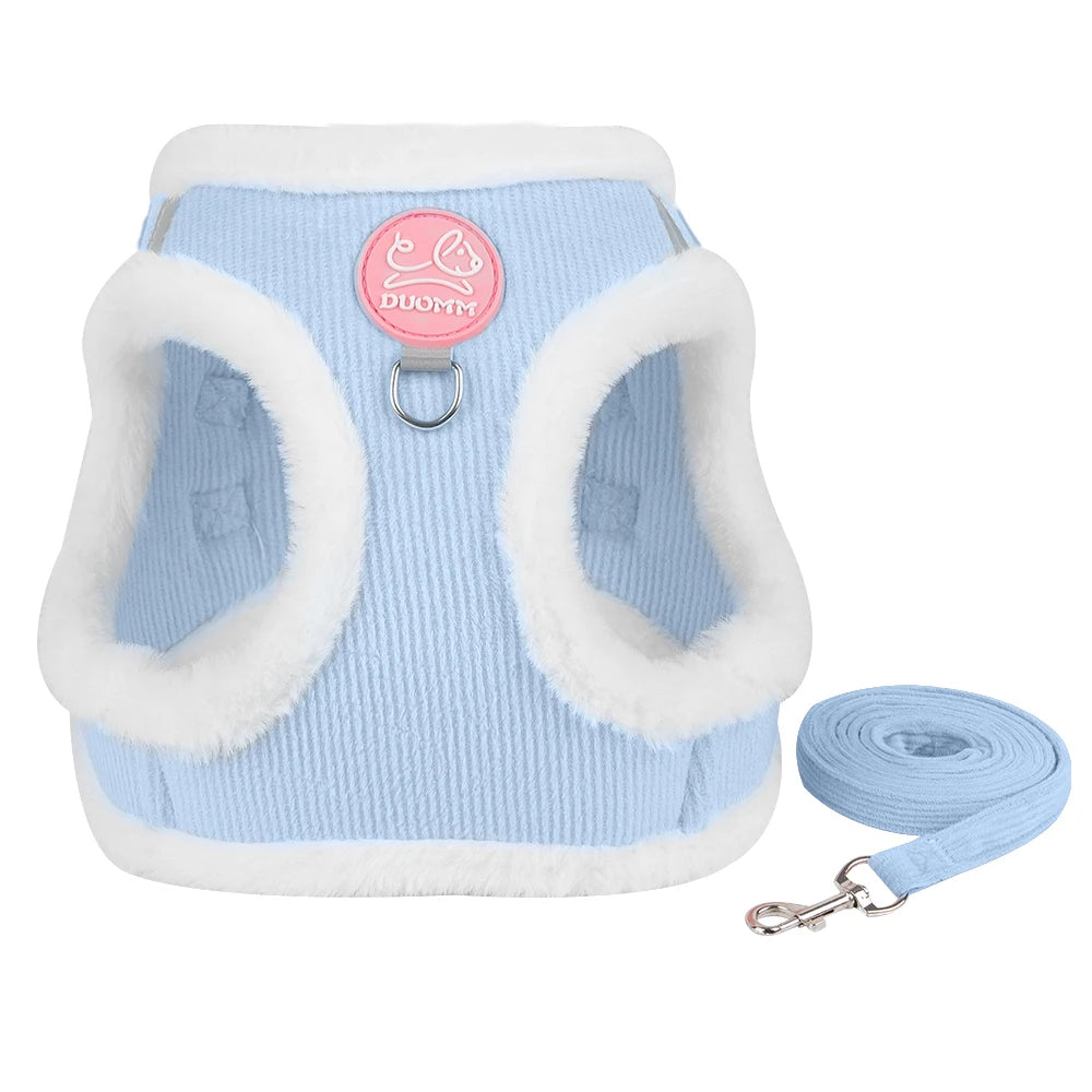Warm Fur Pet Harness with Leash