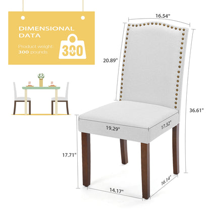 Set of 2 JHK Padded Dining Chairs with Nail Head Trim