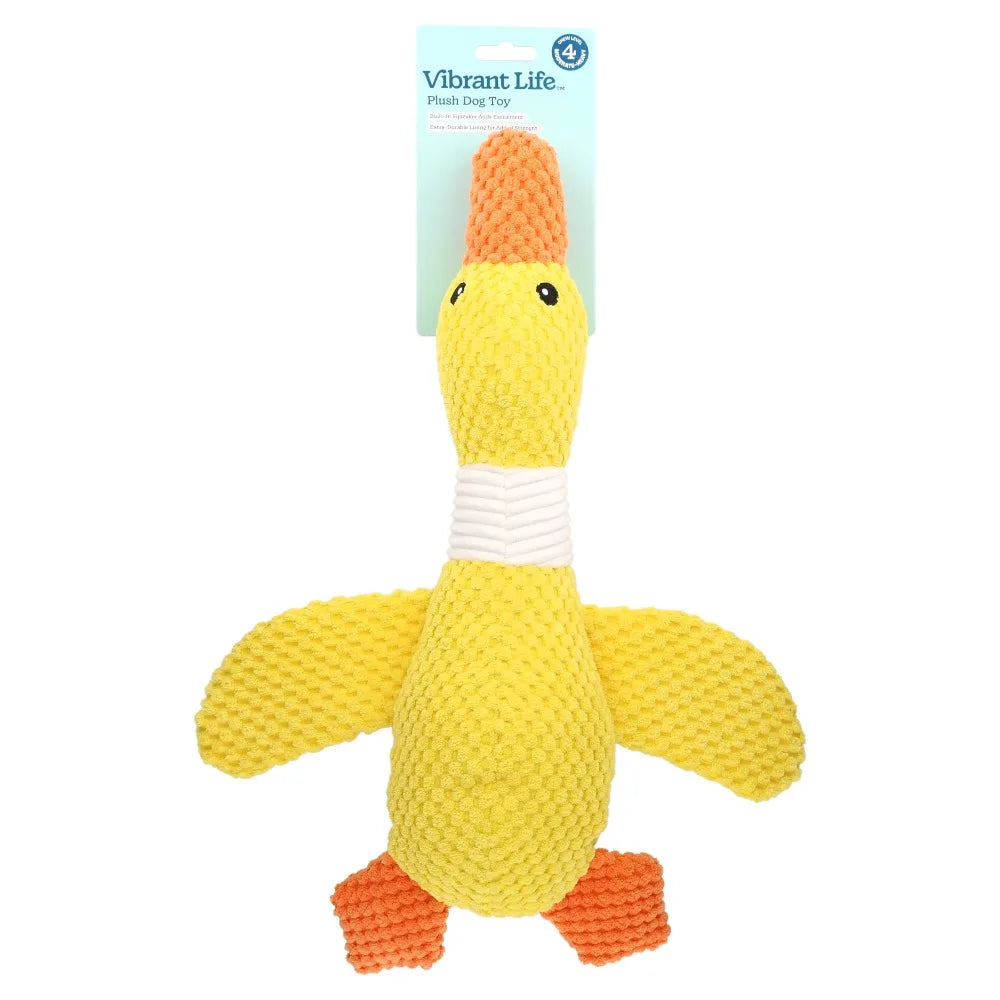 Adorable Yellow Duck Plush Dog Toy with Inside Squeaker