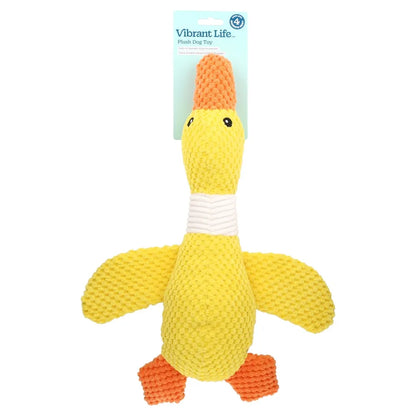 Adorable Yellow Duck Plush Dog Toy with Inside Squeaker