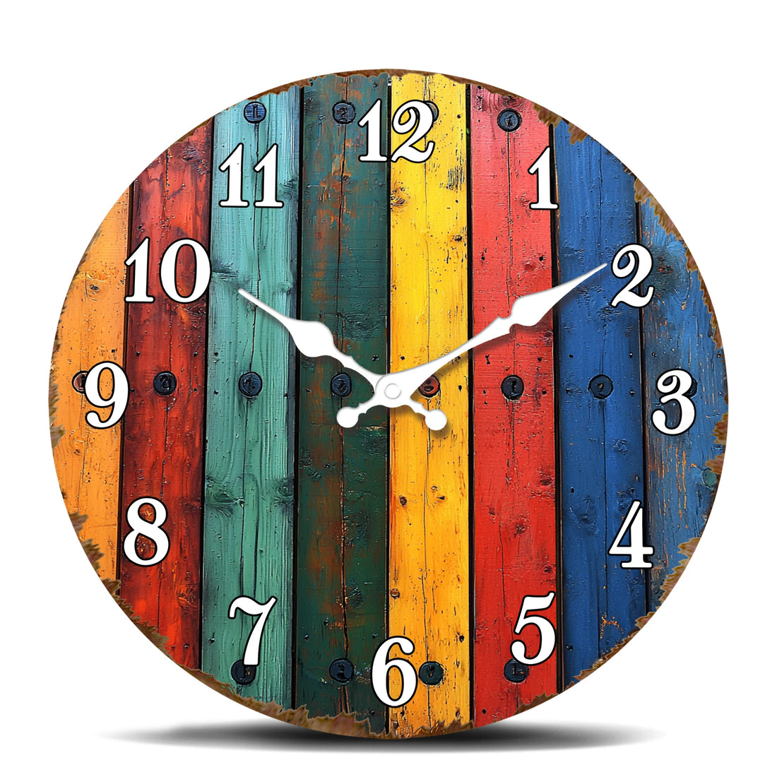 Vintage Multicolored Wood Planks Wall Clock