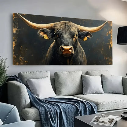 Big Horn Black Bull Canvas Wall Art