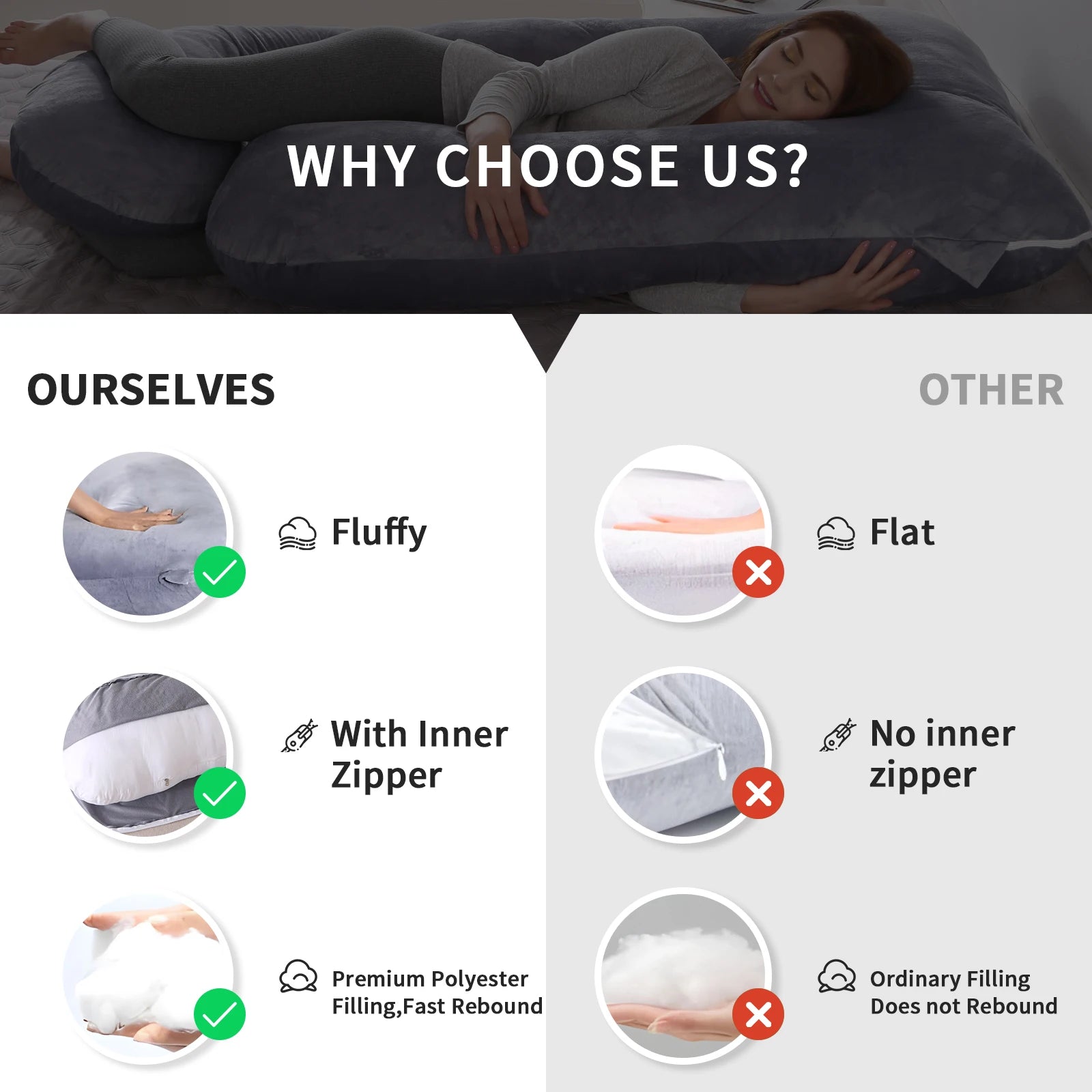 Full Body Pregnancy Pillow in 3 Configurations