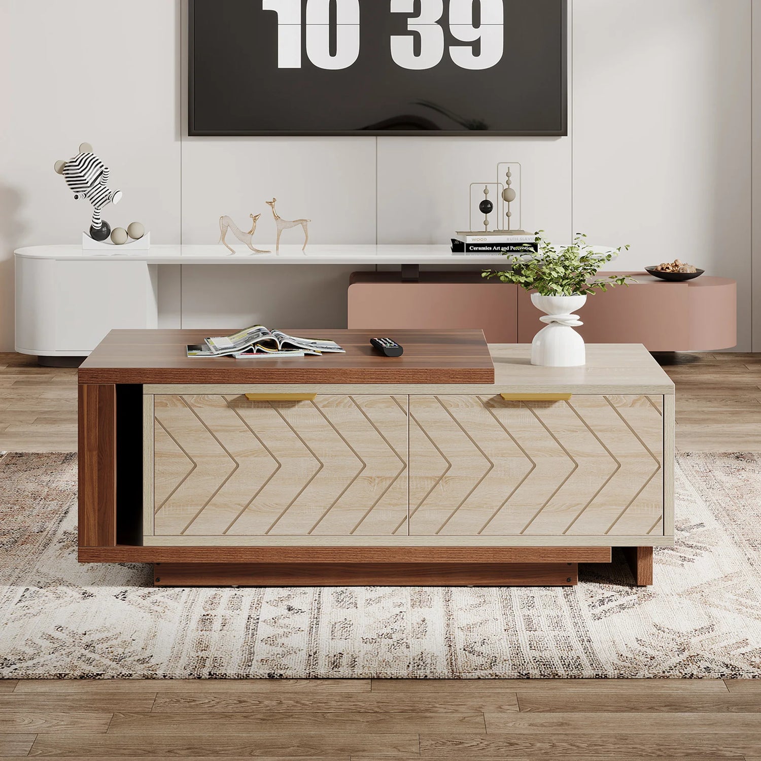 Tribesigns Extendable Coffee Table with Drawers