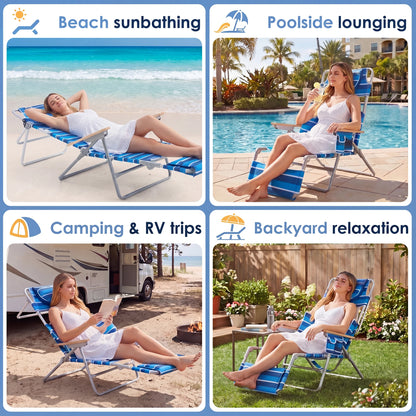 Backpack Sunbathing Beach Chair with 5-Position Footrest