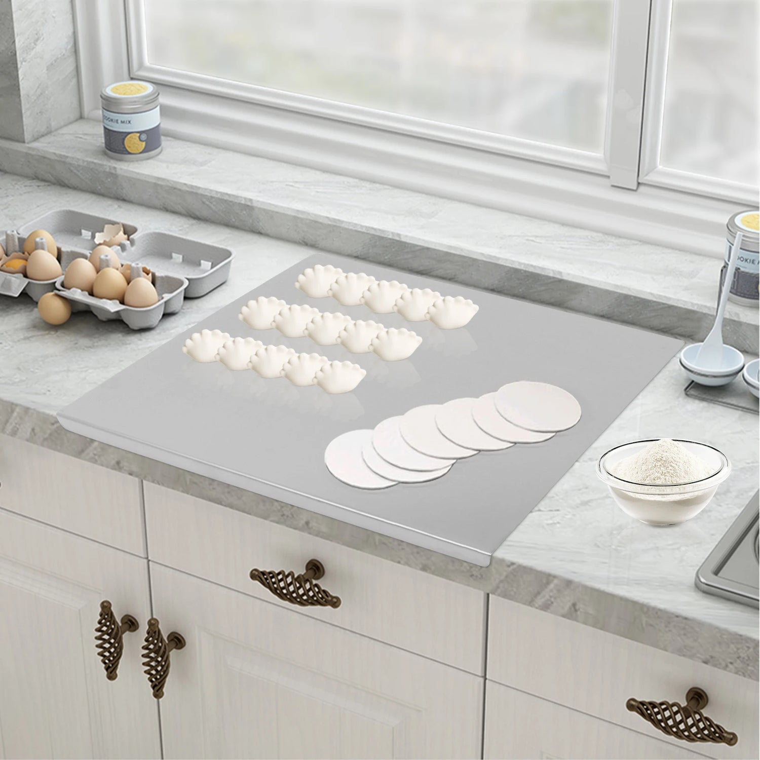 Stainless Steel Chopping Board with L-Shaped Folded Edge